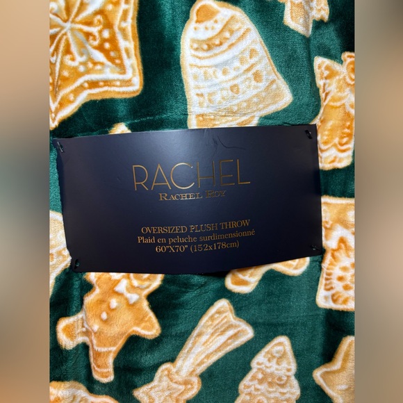 🎄 NEW!! Rachel Roy forest green gingerbread cookies plush throw blanket - Picture 3 of 6